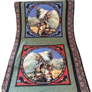 Native Spirit Fabric Pillow Panel Chief Cotton 44" X 17.5" Bald Eagles Mountain